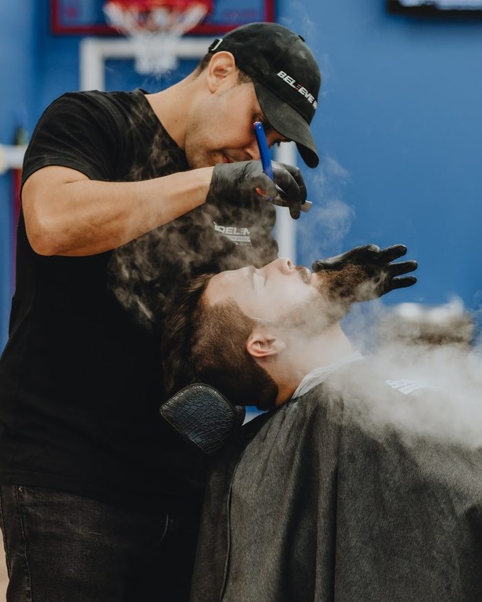 Hot-towel straight-razor shave with steam at Yovany Barber Shop